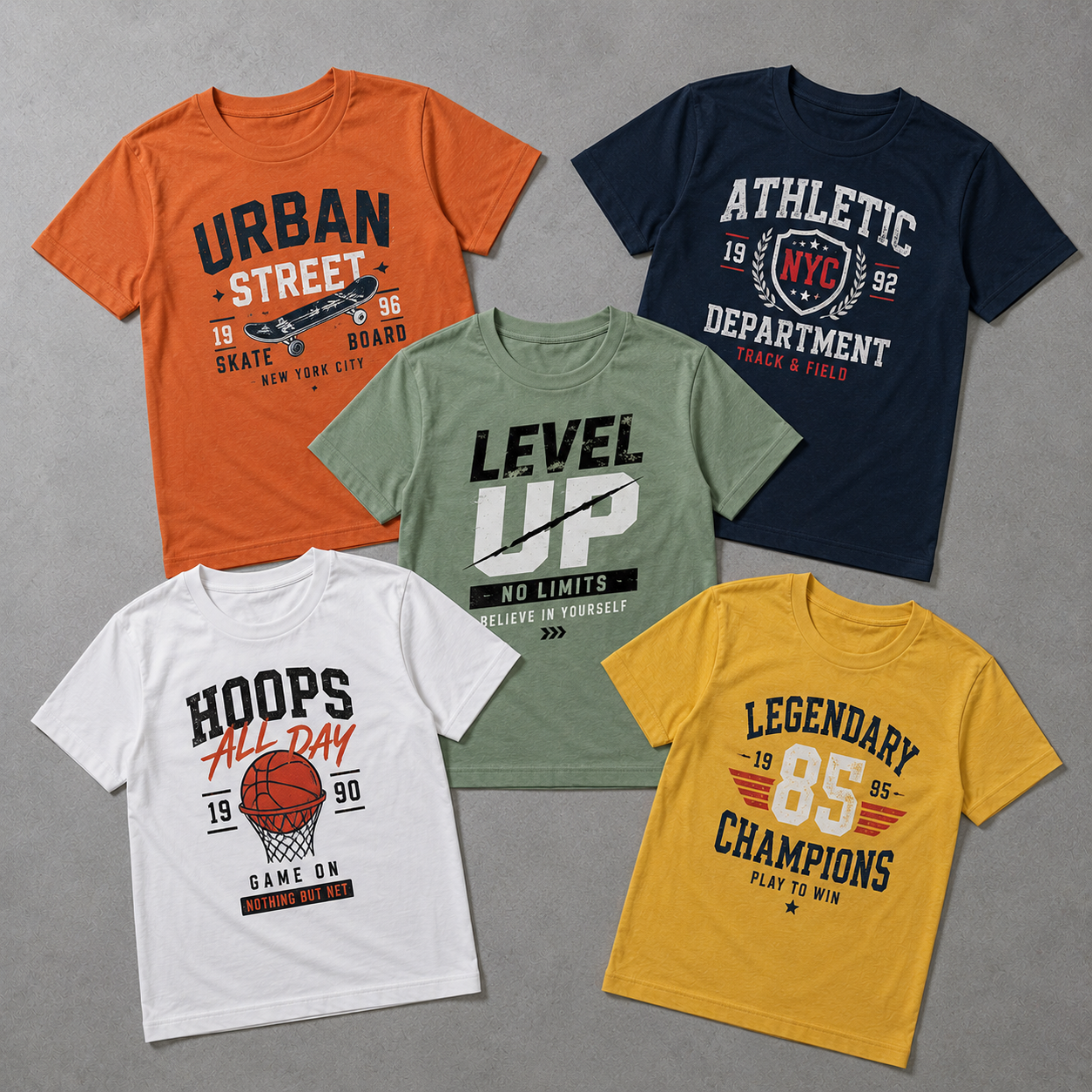 Pack of 5 random boys T-shirts